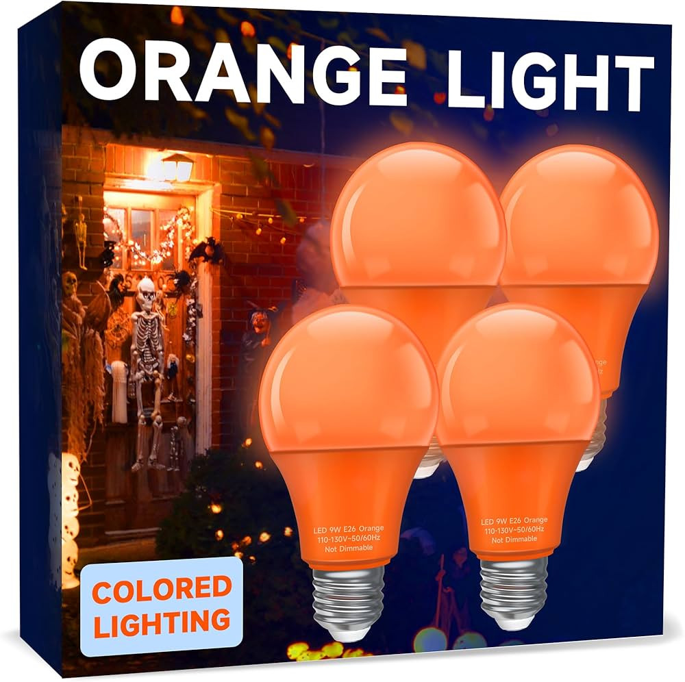 UNILAMP A19 Orange Light Bulb, 9W Equivalent 60Watt, E26 Base LED Orange Bulb, LED Orange Colored... | Amazon (US)