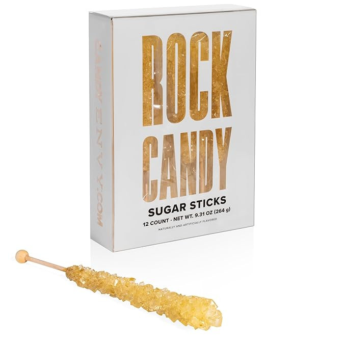 Candy Envy - Gold Rock Candy Sugar Sticks - Original Sugar Flavored - 12 Indiv. Wrapped | Amazon (US)