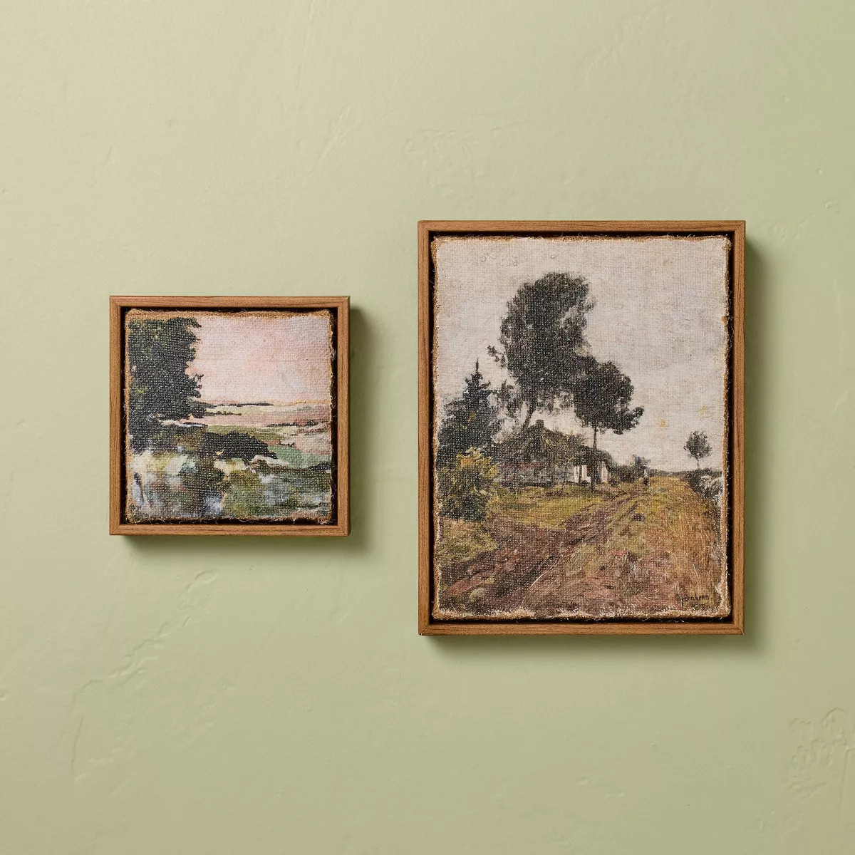 2pc 5.5"x5.5" and 7.5"x9.5" Landscape Burlap Wall Art Set - Hearth & Hand™ with Magnolia | Target