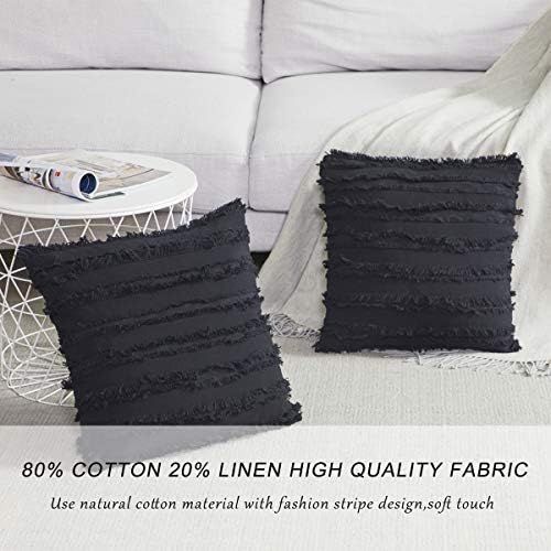 GIGIZAZA Decorative Throw Pillow Covers,Square 18x18 Black Pillow Covers, Boho Couch Sofa Cushion Co | Amazon (US)