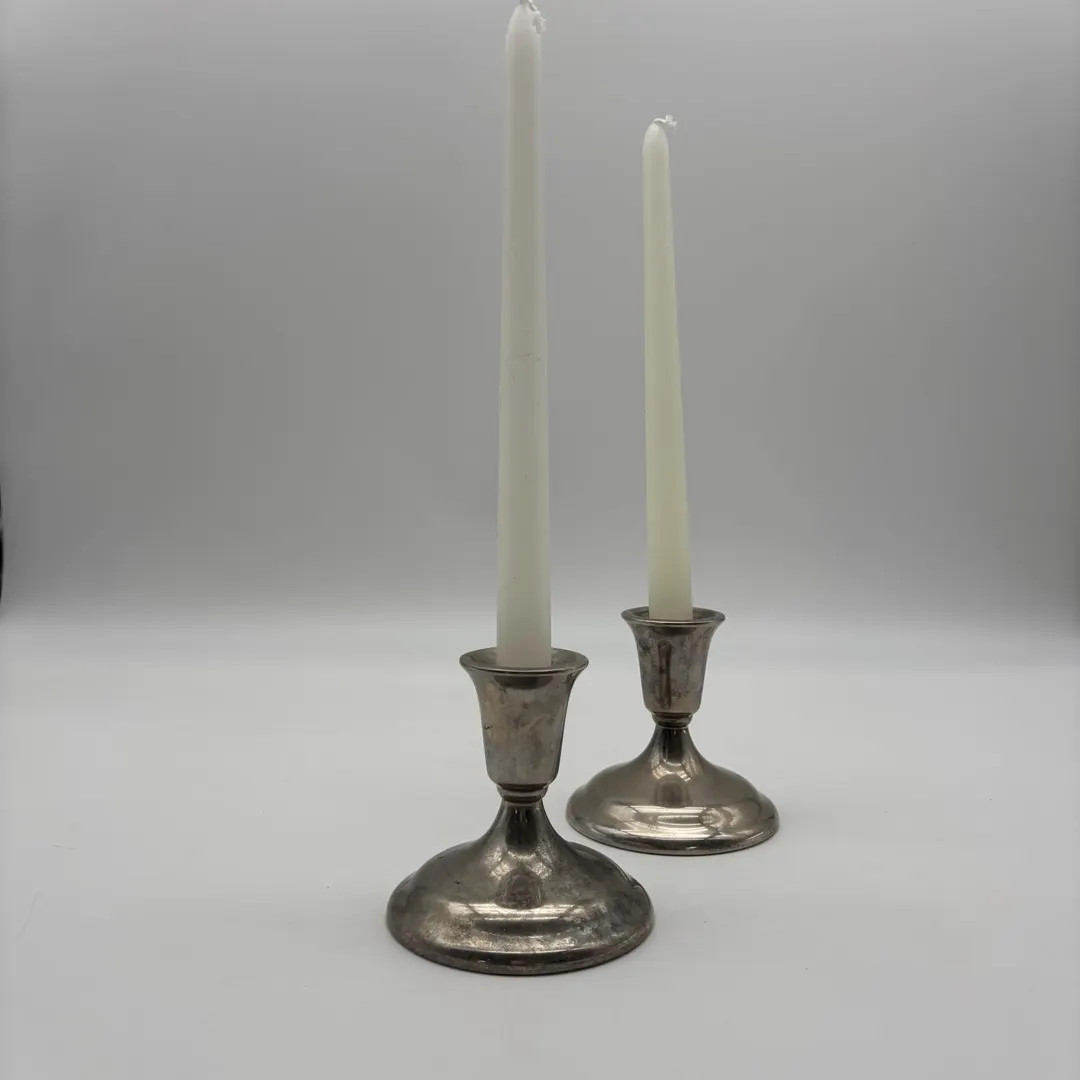 Pair of Vintage Silver Plated Wm. A. Rogers Candlestick Holders 3 1/2” Tall. With Patina - Etsy | Etsy (US)