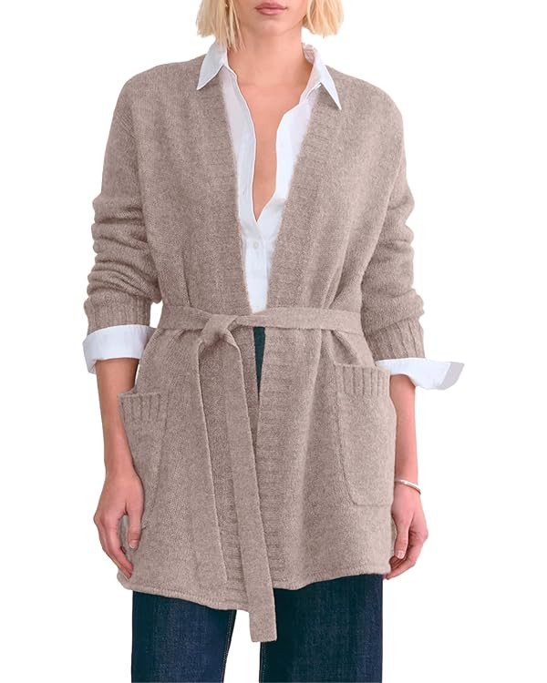 Astylish Womens Open Front Long Sleeve Belted Knit Cardigan Sweaters Trendy 2025 Outwear Coats wi... | Amazon (US)