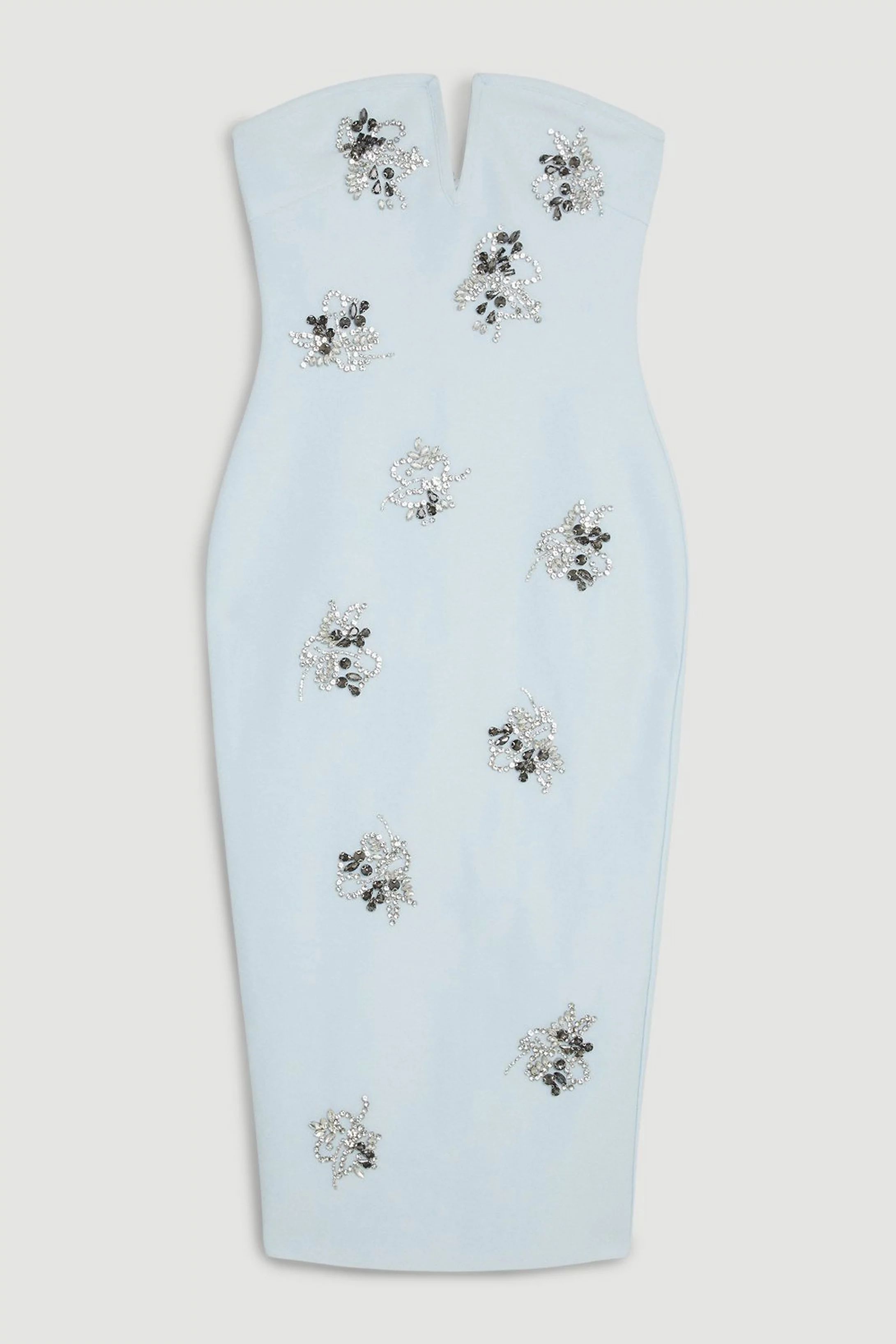 Figure Form Bandage Embellished Bandeau Knit Midi Dress | Karen Millen US