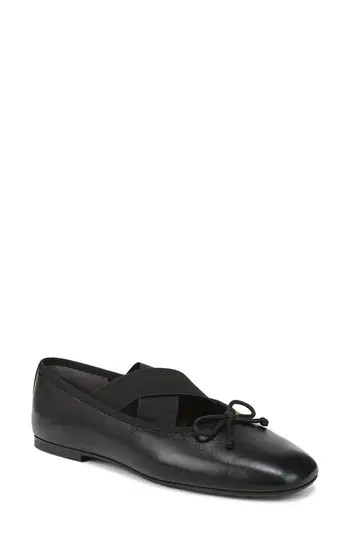 Sam Edelman Arya Ballet Flat in Black Leather at Nordstrom Rack, Size 7.5 | Nordstrom Rack