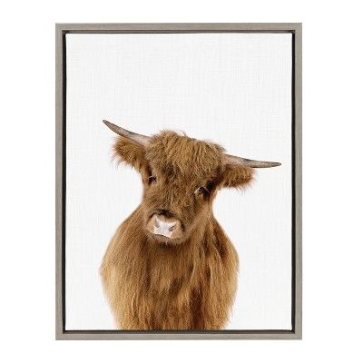 Kate & Laurel 24"x18" Sylvie Baby High And Calf Animal Print Portrait By Amy Peterson Framed Wall... | Target