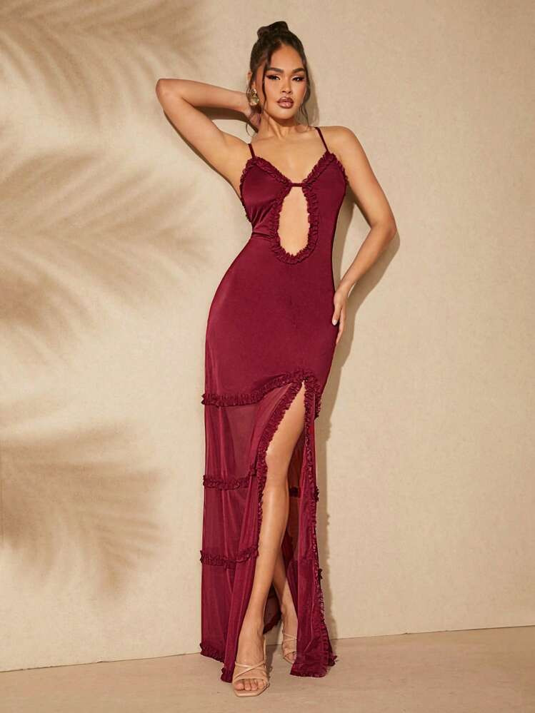 Hauture Robe Élégante Et À La Mode Pour Femme Avec Découpe, Ourlet Fendu Et Bretelles | SHEIN