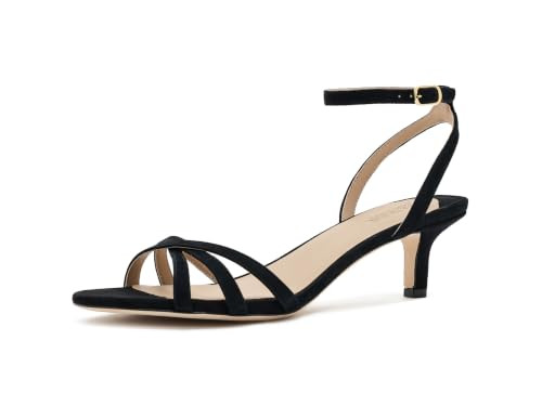 Lauren Ralph Lauren Women's, Kendyl Kitten-Heel Suede Sandals, Black, 6 Medium | Amazon (US)