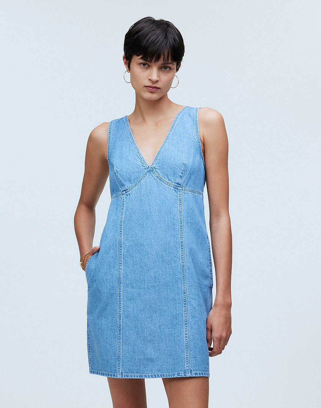 The Ariana V-Neck Mini Dress | Madewell