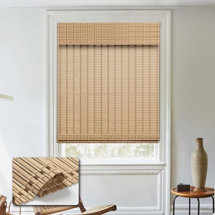 Cordless Bamboo Roman Shades, Light Filtering Bamboo Blinds Shades for Indoor Windows, UV Protect... | Amazon (US)