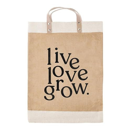 Santa Barbara Design Studio Farmers Market Jute Tote Bag - Reusable with Leather Handles, Waterproof Lining, and Inside Pocket, 13" x 18", Live Love Grow | Amazon (US)
