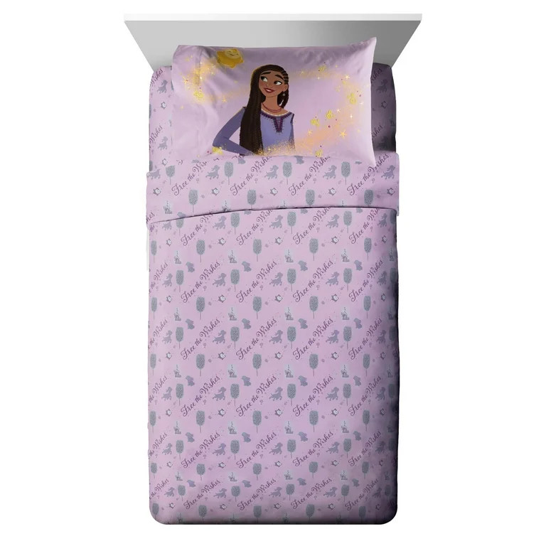 Disney Wish Kids 3-Piece Twin Sheet Set, Microfiber, Purple | Walmart (US)