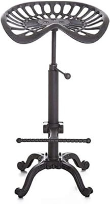 LOKKHAN Industrial Bar Stool-Cast Iron Tractor Seat Stool-Adjustable Counter Height Swivel Breakf... | Amazon (US)