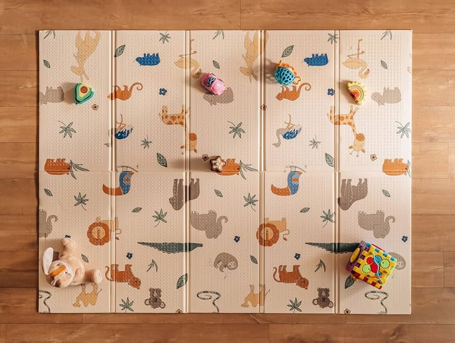 Nuby Reversible Baby Floor Mat, 77" x 58" - Foldable and Lightweight Baby Play Mat for Floor - Ea... | Amazon (US)