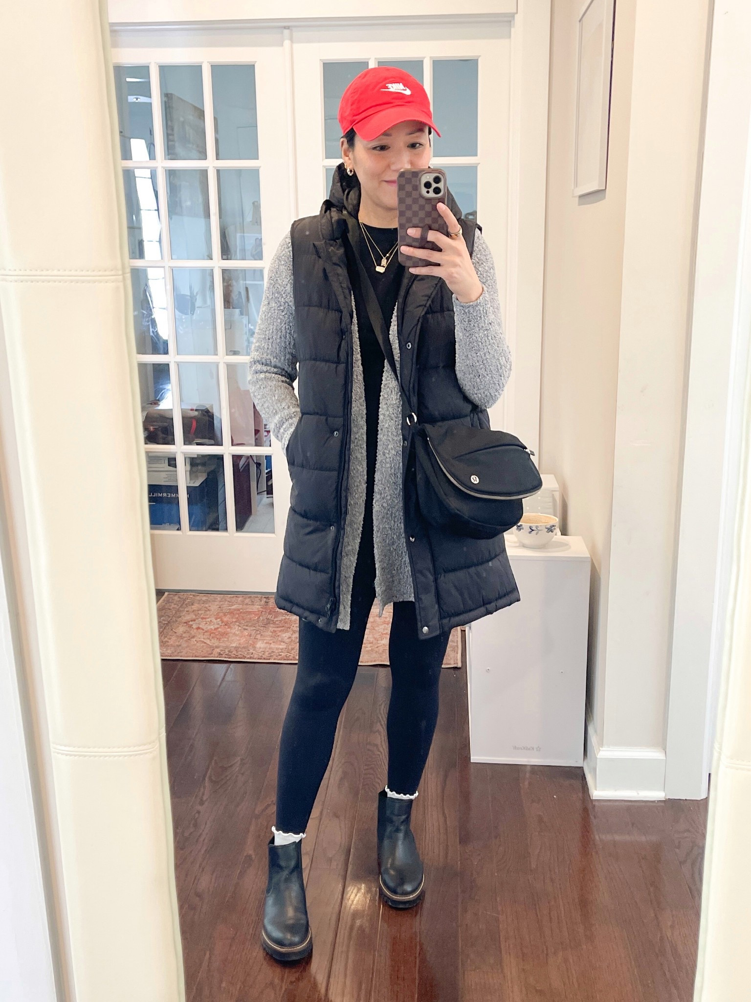 Size medium tee
Size X cardigan and vest
Size small leggings
Boots are true to size 


#LTKOver40 #LTKgrwm