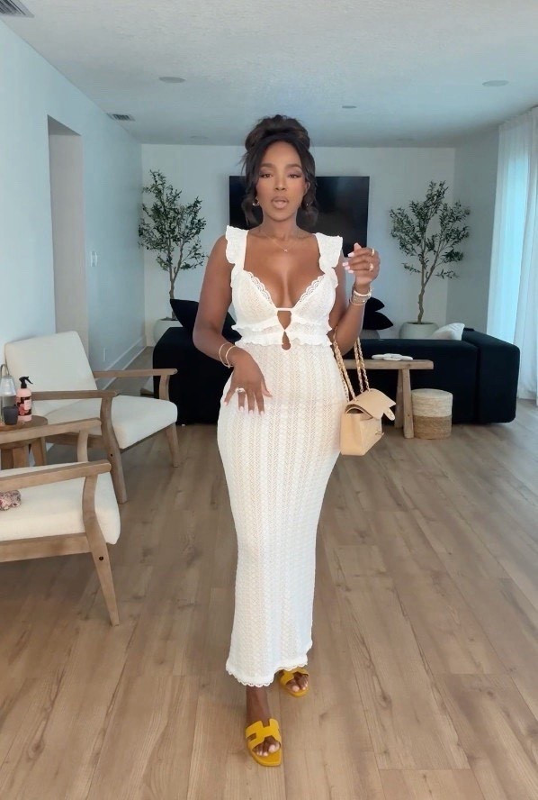 Scroll to shop 🤍  Spring is here, and everyone will be staring  ✨ A feminine lace-trim maxi dress with delicate ruffle straps for an elegant, romantic look.

#LTKvlog #LTKootd #LTKPetite