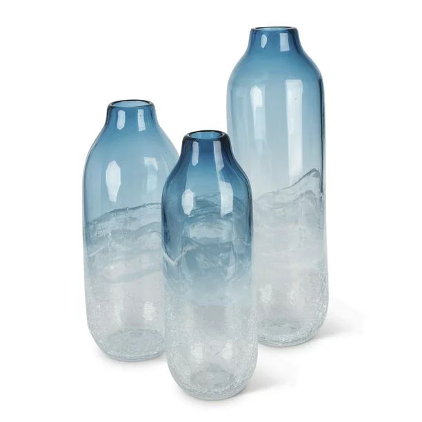 Assorted-sized Artisanal Smooth Glass Vases in Milky White and Indigo Blue (Set of 3) | Walmart (US)