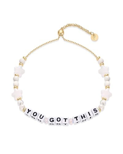 PAVOI 14K Yellow Gold Plated Colored Mantra Evil Eye Beaded Gemstone Bracelets for Women | Adjustable Friendship Beaded Bracelets with Words | You Got This Affirmation Bracelet | Amazon (US)