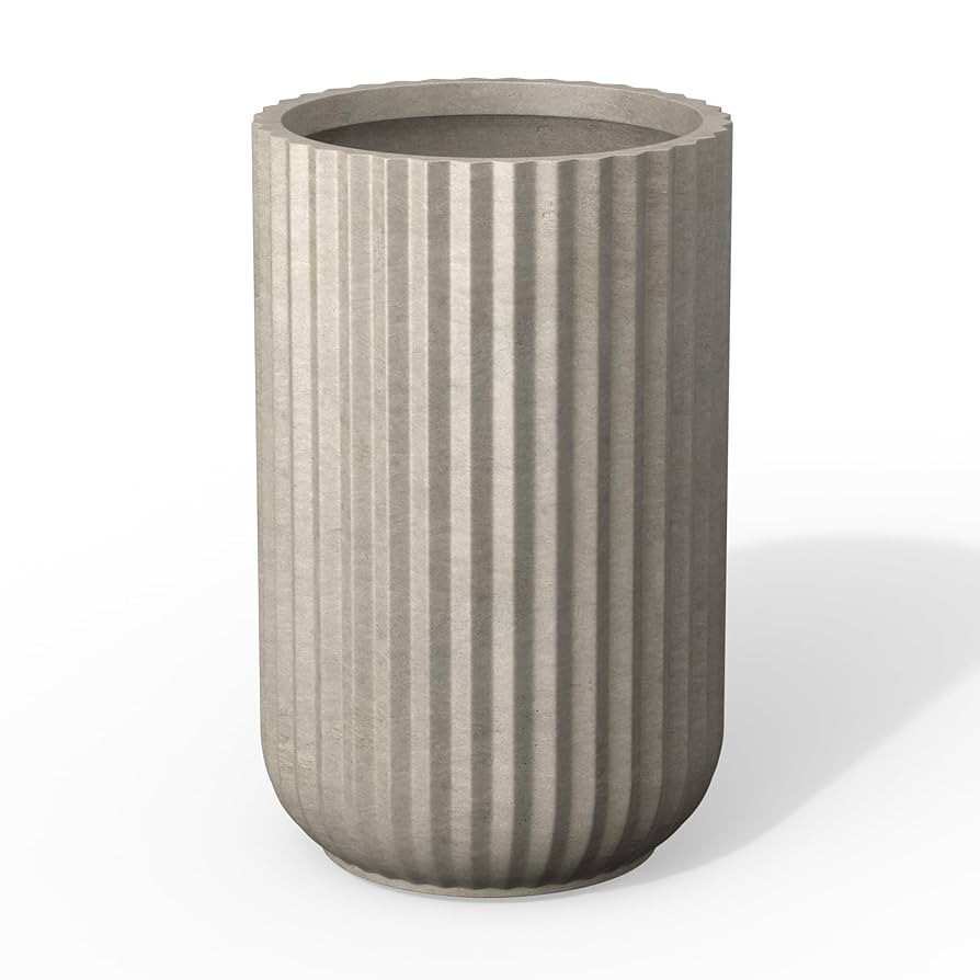 Kante Tall Fulted Concrete Planter, 21.7 Inch Height Large Plant Pot with Drainage Hole for Indoo... | Amazon (US)