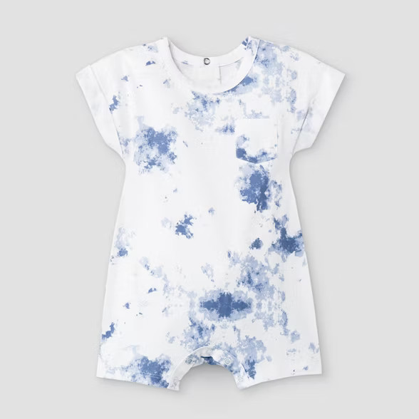 Grayson Mini Baby Boys' Tie-Dye Short Romper - Blue | Target