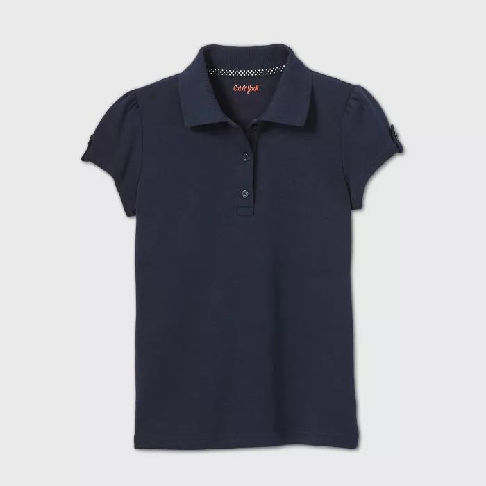 Girls' Short Sleeve Interlock Uniform Polo Shirt - Cat & Jack™ Navy | Target