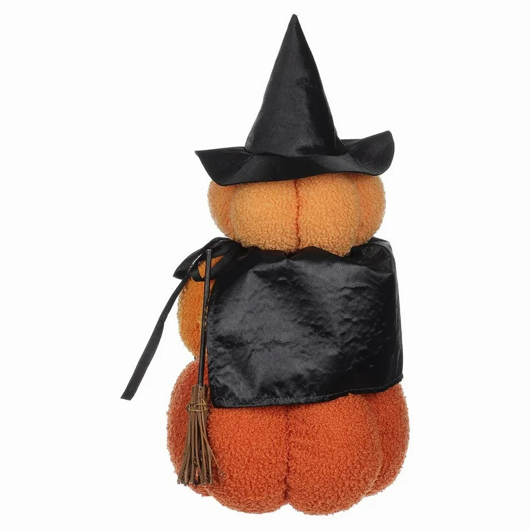 Halloween Orange Plush Pumpkin Stack Witch Decor, 17 in, by Way To Celebrate | Walmart (US)