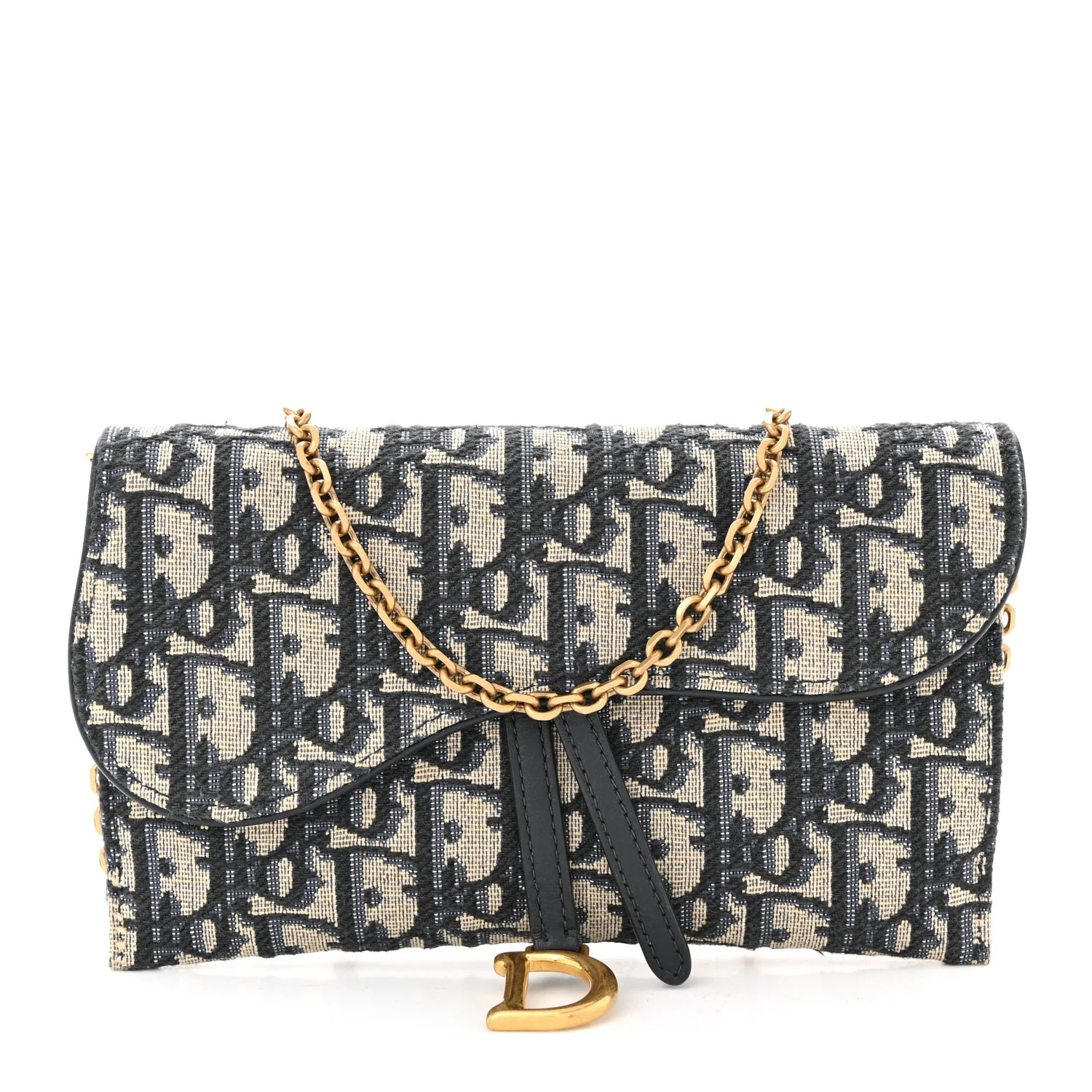 Oblique Saddle Chain Long Wallet Blue | FASHIONPHILE (US)