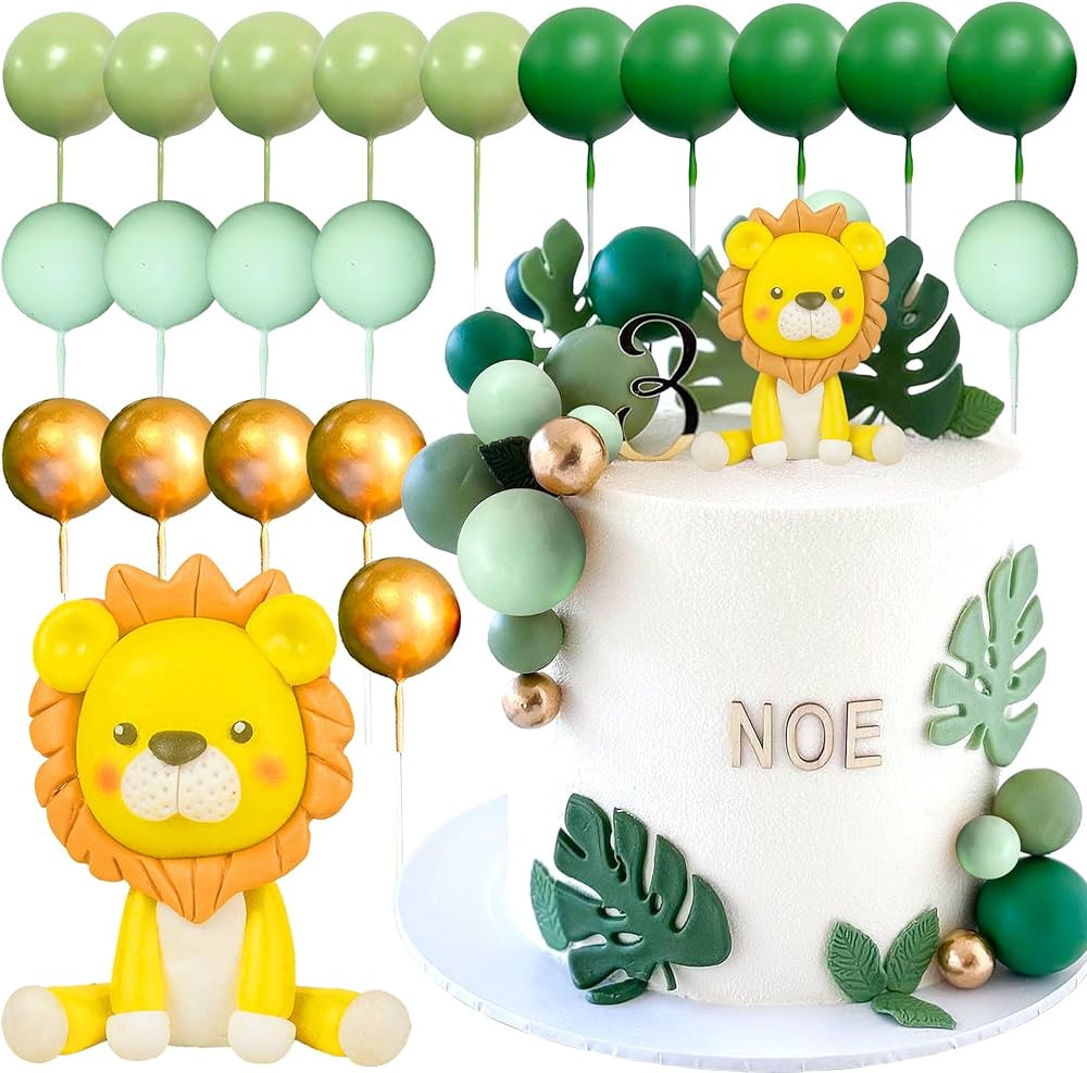 JeVenis Lion Cake Topper Safari Animal Decoration Wild One Jungle Baby Shower Cake Decorations | Amazon (US)