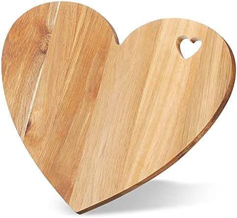 Acacia Wood Cutting Board, 12 x 10 Inch Valentine's Day Wooden Bread Board Cheese Serving Platter Se | Amazon (US)