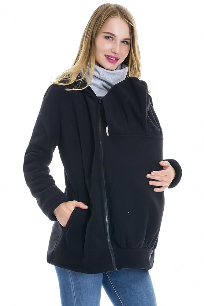 Smallshow Women's Fleece Zip Up Maternity Baby Carrier Hoodie Sweatshirt Jacket | Amazon (US)