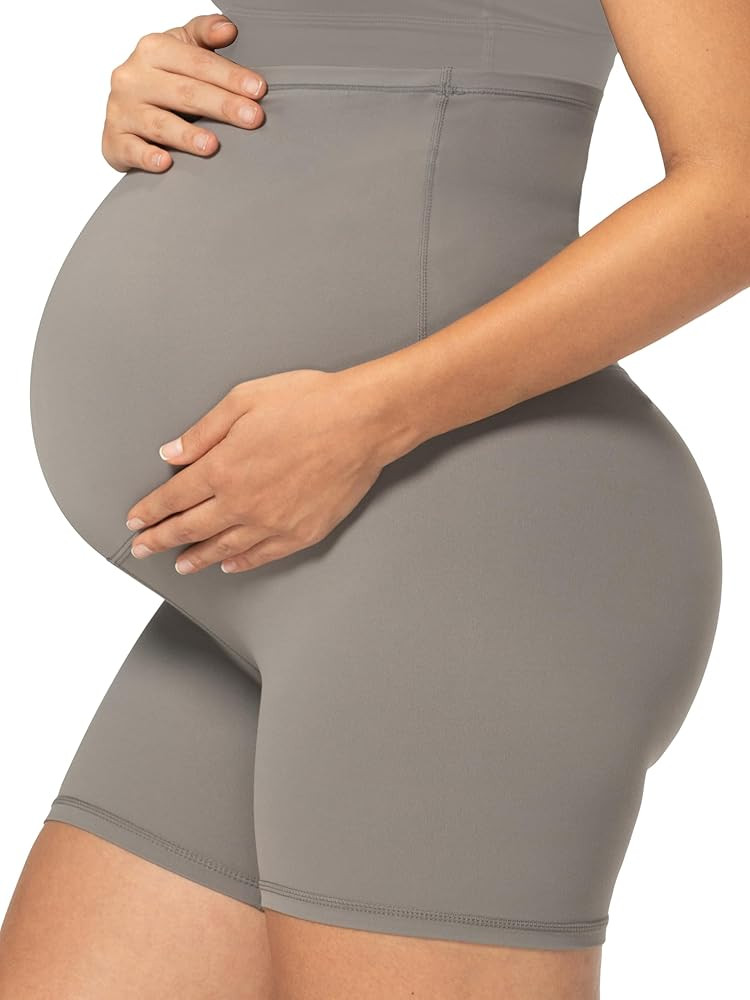 Sunzel Maternity Yoga Shorts Over The Belly 5” Pregnancy High Waisted Workout Running Athletic ... | Amazon (US)