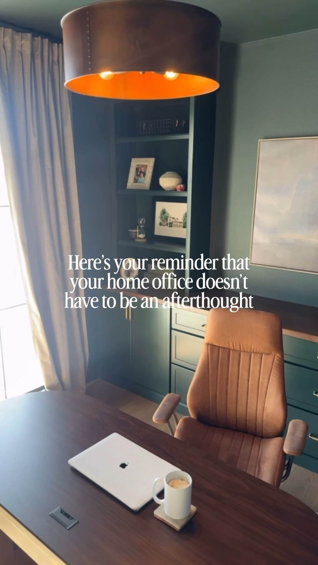 Snip my home office! Color drenched, moody home office with warm wood tones and gold accents.

#LTKHome
