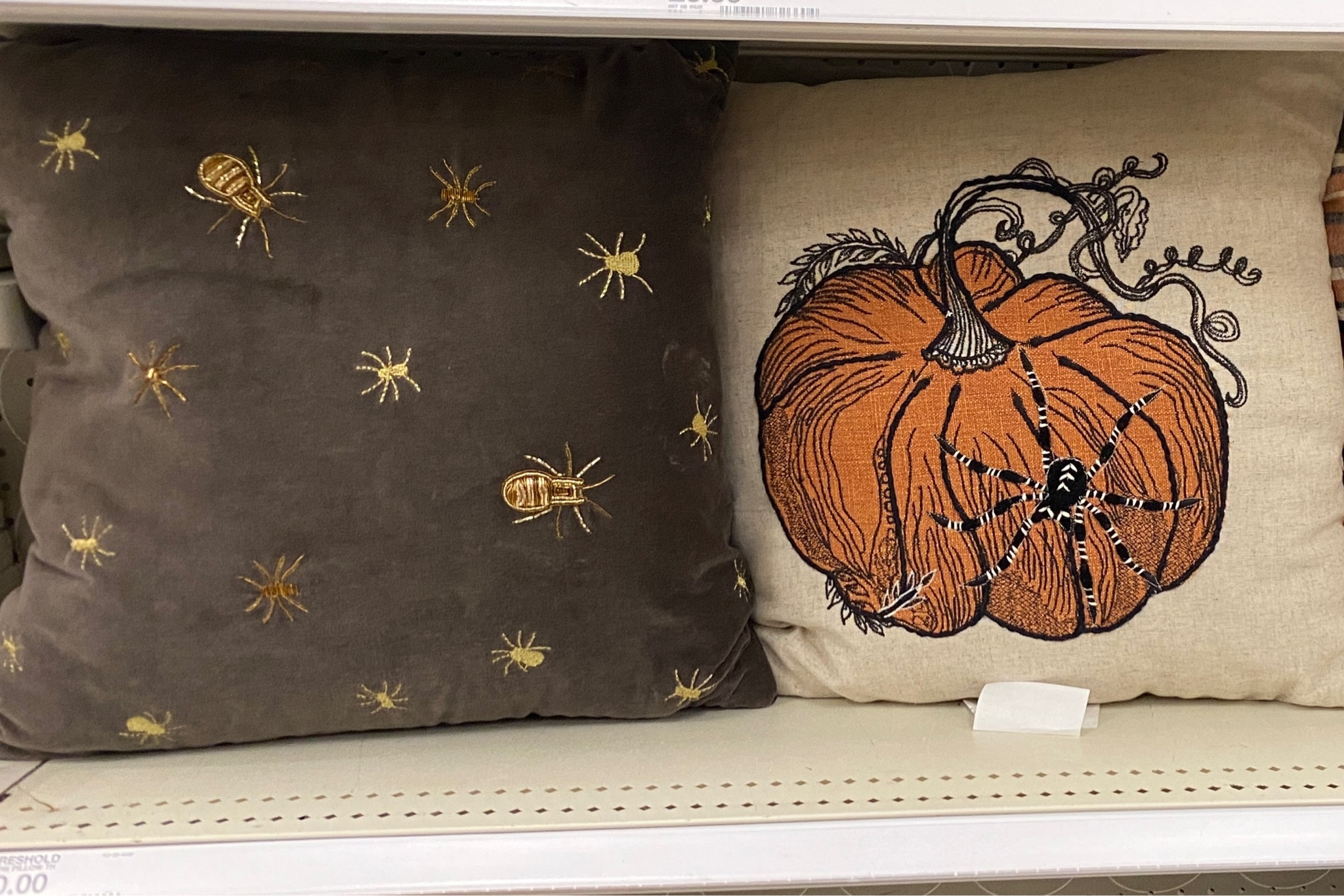 Halloween Pillow Black Velvet with Jeweled Spider