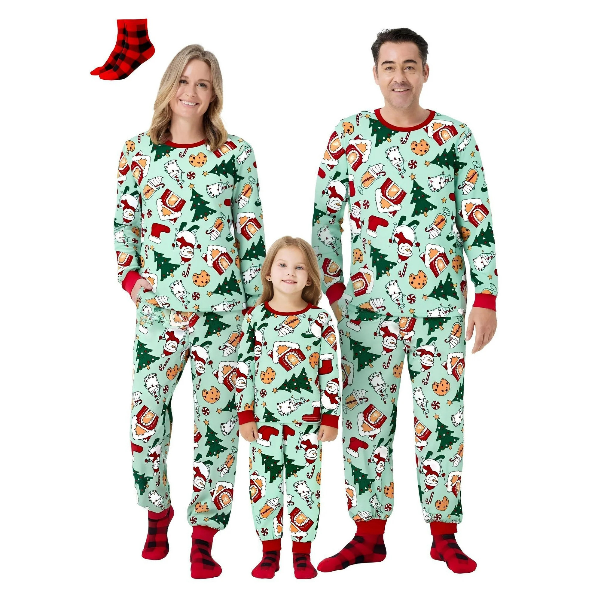 PatPat Family Matching Pajamas Sets Allover Christmas Tree Snowman Long Sleeve Top and Pants 2 Pi... | Walmart (US)