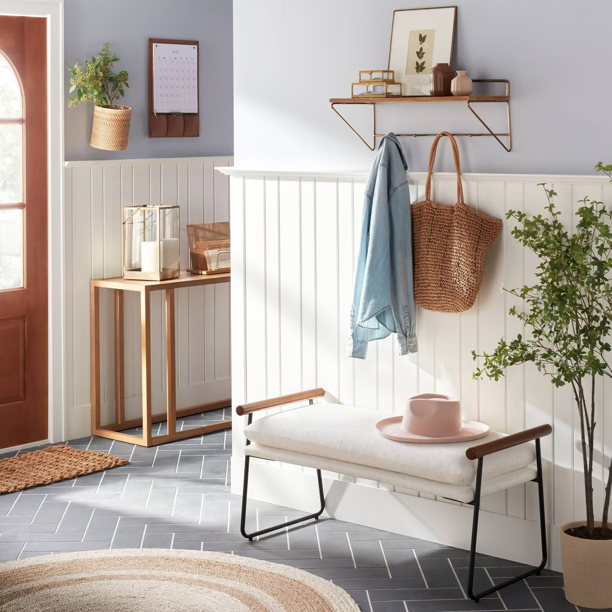 Cushioned Metal & Wood Bench - Cream/Black - Hearth & Hand™ with Magnolia | Target