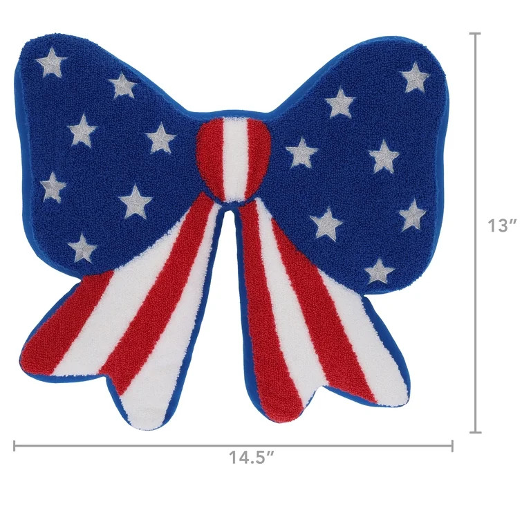 Bow Decorative Pillow, Red/White/Blue, 14" x 14", Patriotic by Way To Celebrate | Walmart (US)