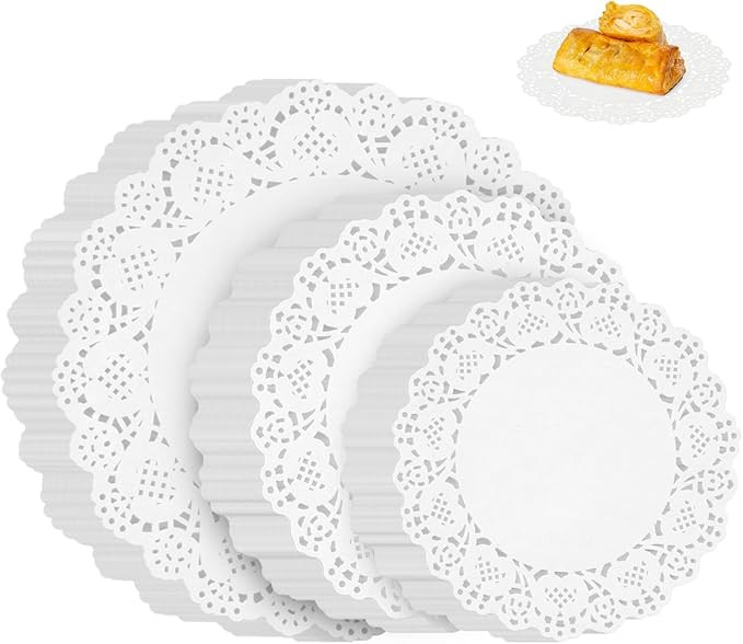 PECULA Paper Doilies, 200 Pack White Lace Doilies 6.5, 8.5, and 10.5 Inch for Food, Crafts, Baby ... | Amazon (US)