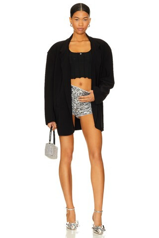 Gaia Shorts in Silver | Sequin Shorts Outfit | Black Blazer Outfit | Metallic Shorts | Revolve Clothing (Global)