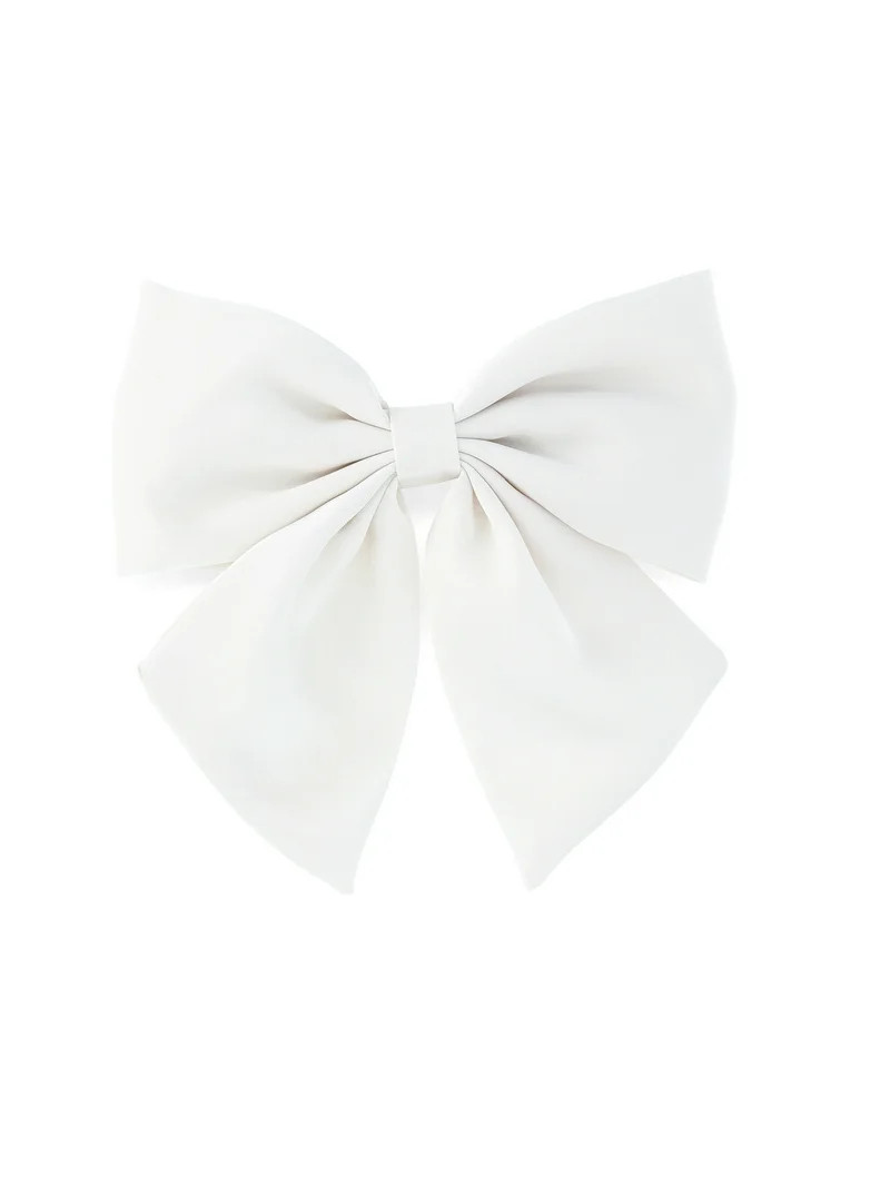 Time and Tru Women's Fabric Bow Hair Barrette Ivory - Walmart.com | Walmart (US)