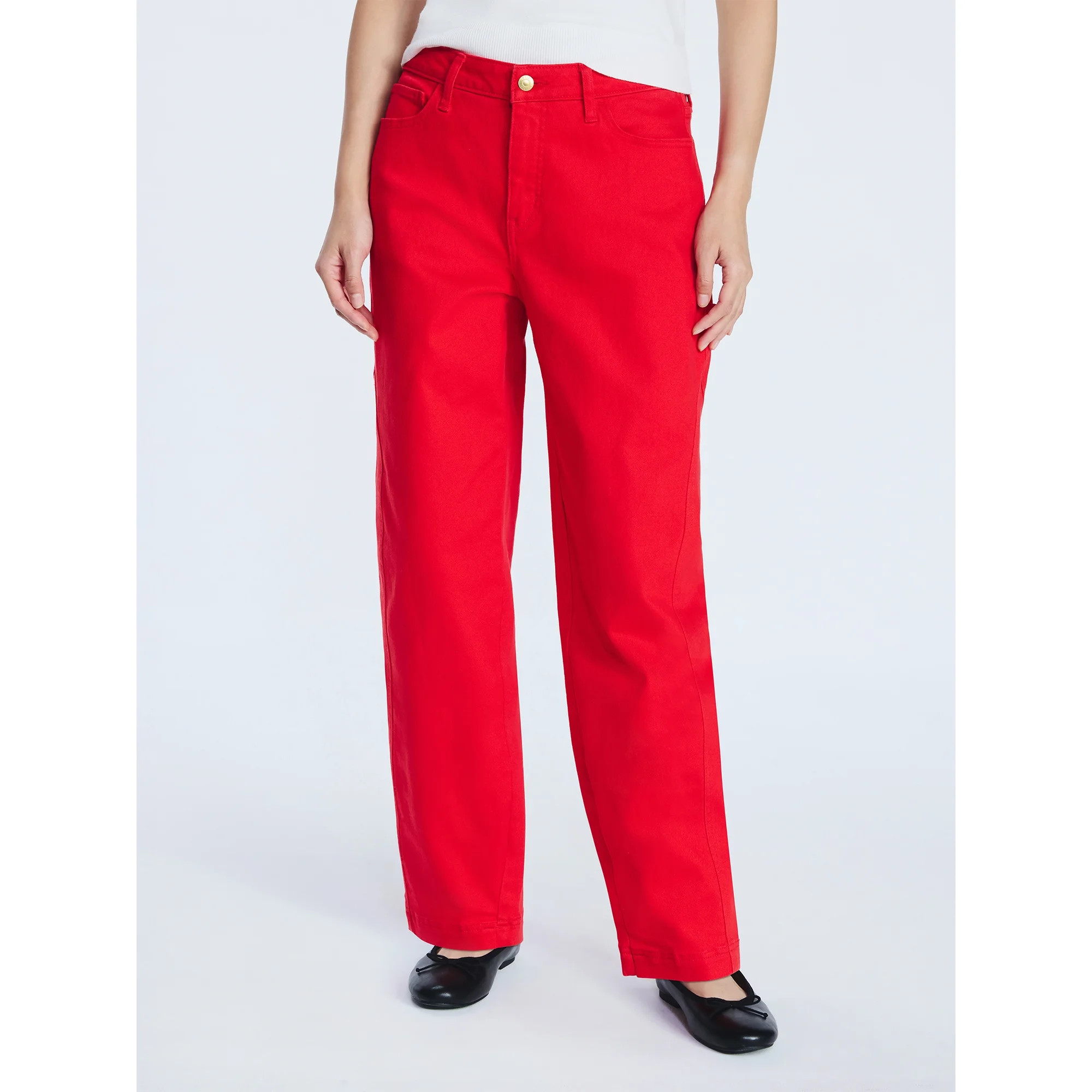 Free Assembly Women's Midrise Cropped Barrel Jeans, 27.5" Inseam, Sizes 0-20 | Walmart (US)