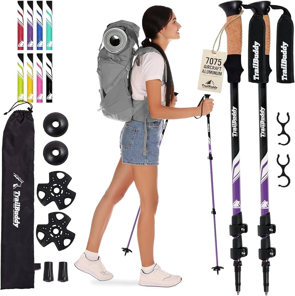 TrailBuddy Trekking Poles \u2013 Lightweight 7075 Aluminum Hiking Poles for Women, Men & Seniors ... | Amazon (US)