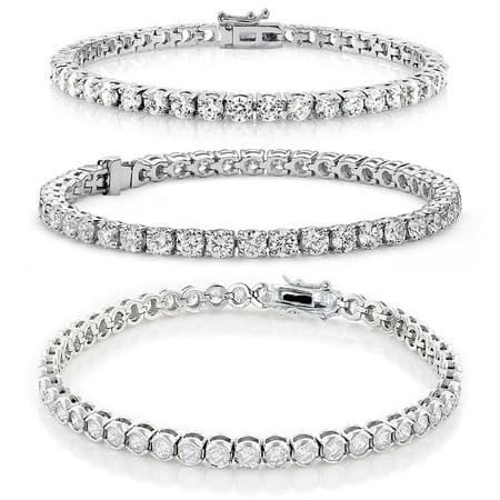 Cate & Chloe Pack of 3 - Olivia Joelle & Kaylee White Gold Plated Tennis Bracelets with Simulated Diamonds for Women | Walmart (US)