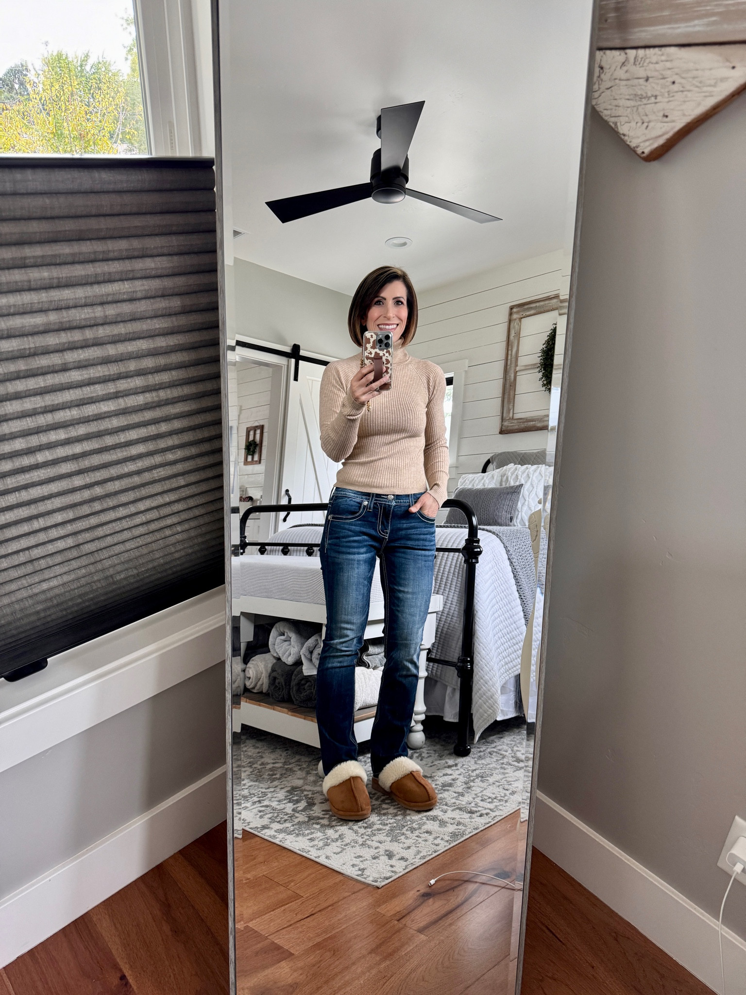 Super cute cropped turtleneck - in case oversized isn’t your thing! Fits snug and comfy. I sized up to a medium in this one and the jeans are miss me - one of my favorite brands and so comfortable with stretch denim  

#LTKover40 #LTKSeasonal