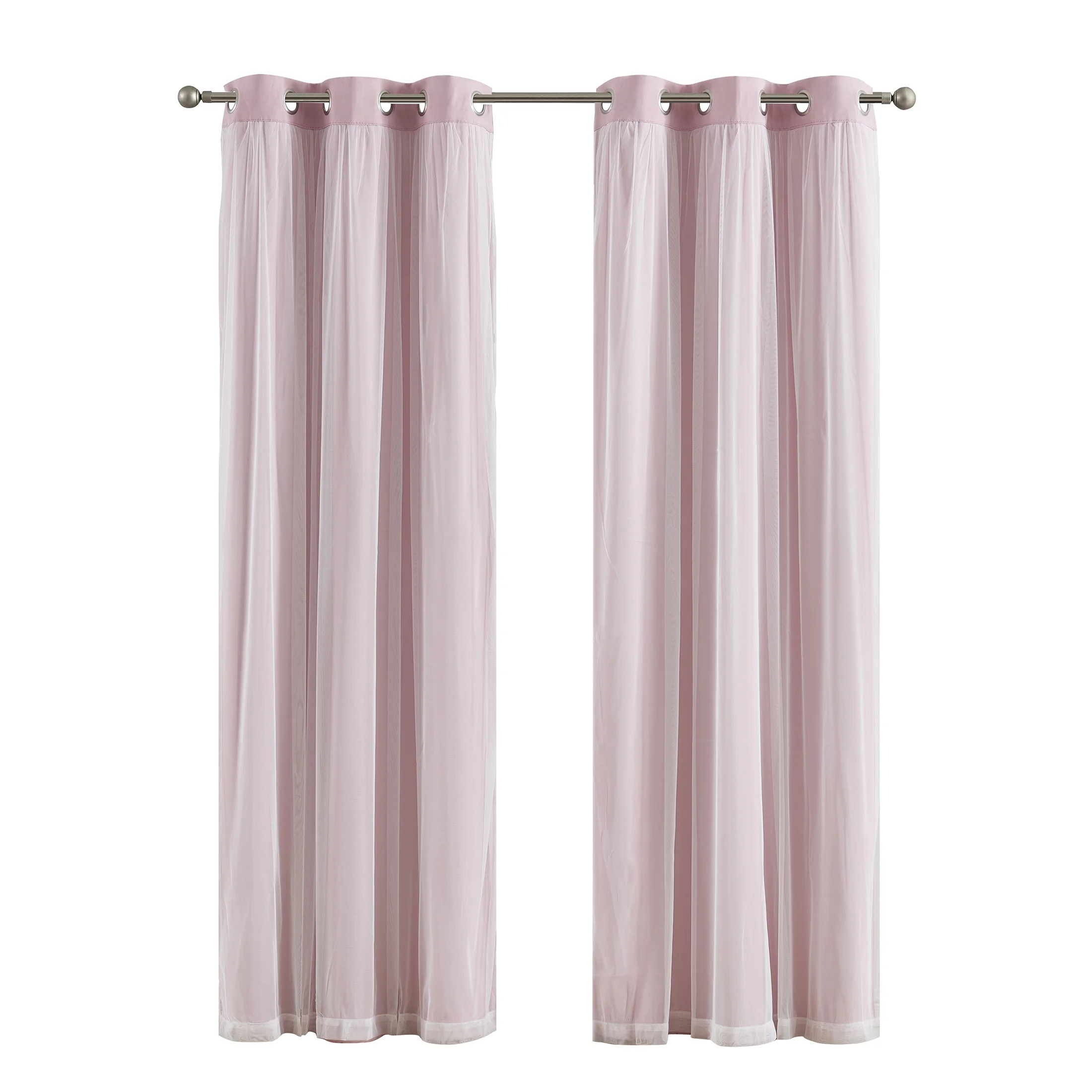 Your Zone Blackout Curtain Panel with Sheer Overlay, 1 Panel, Pink, 37" W x 84" L | Walmart (US)