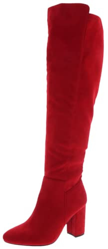 TOP Moda Womens Classy High Heel Knee High Boots, Red, 5.5 | Amazon (US)