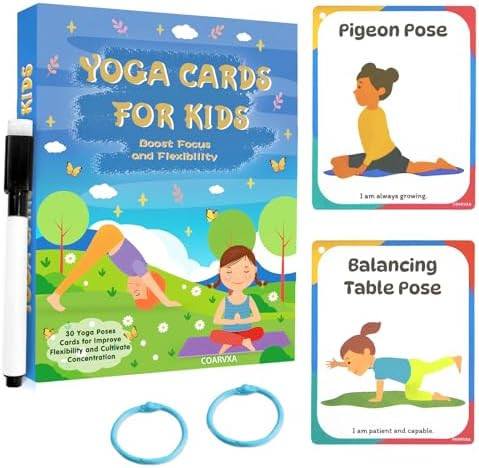 Yoga Workouts for Kids-32 Exercise Cards with Yoga Poses，ncludes 2 Rings&Dry-Erase for Improve ... | Amazon (US)
