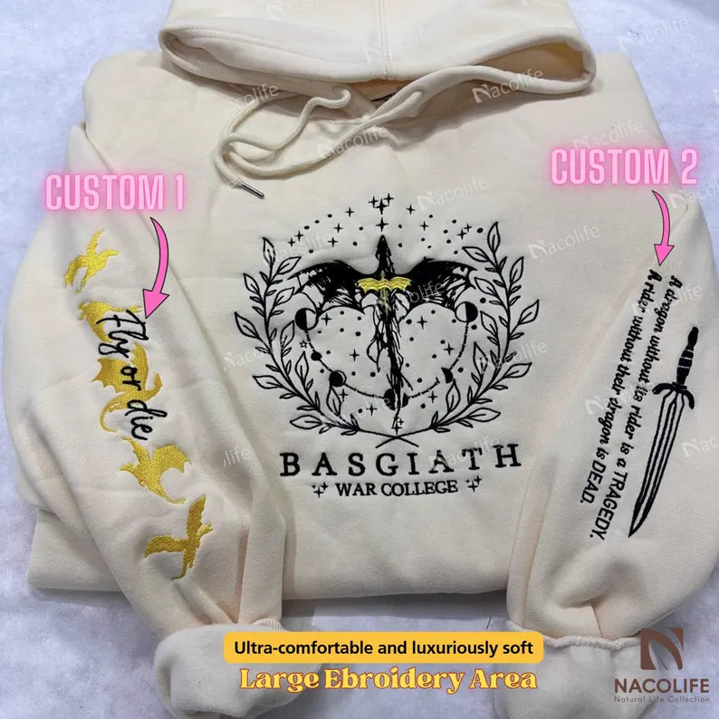 Fourth Wing Embroidered Sweatshirt, Fourth Wing Hoodie, Fourth Wing Sweatshirt, Custom Basgiath W... | Etsy (Global)