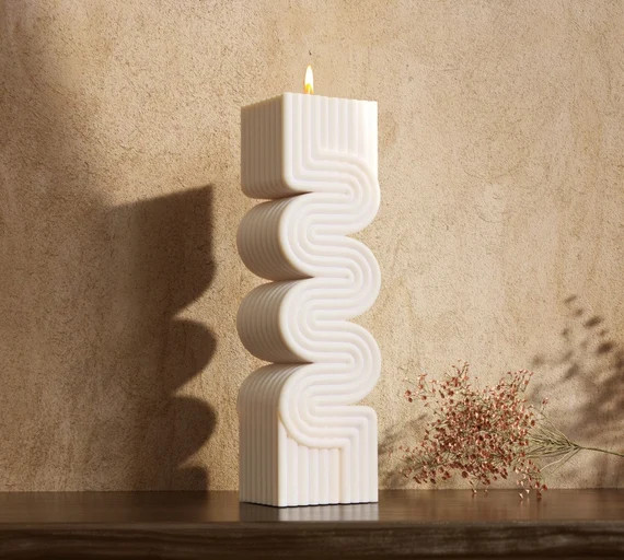 Wave Pillar Candle / Wave Shape Candle/ Irregular Shape Candle/ Stripe candle/ Pillar Candle/Geom... | Etsy (US)