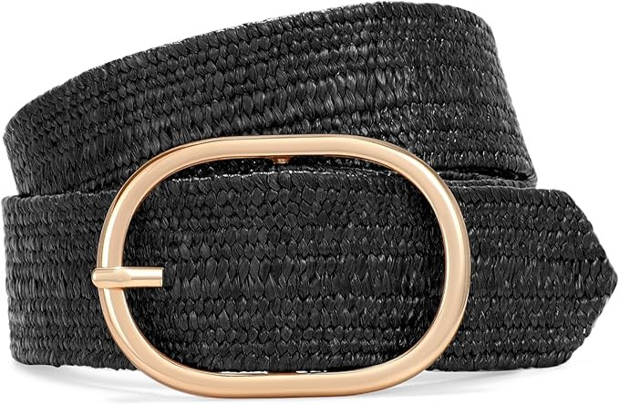 XZQTIVE Straw Woven Elastic Braided Waist Belt for Women Stretch Summer Boho Raffia Dresses Belt ... | Amazon (US)