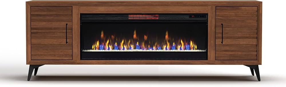 Realcozy Malibu Modern TV Stand Entertainment Center with Fireplace, 78 inches, Accommodates TVs ... | Amazon (US)