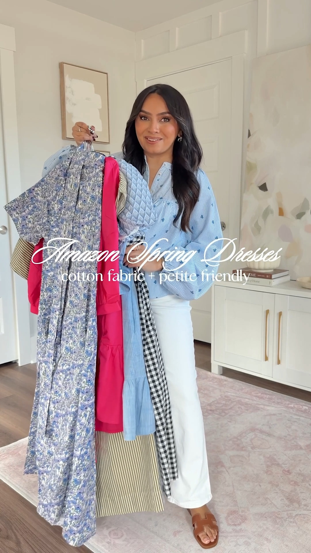 New Amazon Spring Dresses!
For reference: I’m 5’0, 32b bra size, and 2/26 in bottoms, pear shaped. 
*Everything I share is unaltered! TTS means true to size. Between size 5-6.5 in shoes
All dresses size small TTS 
Gold heels size 5 TTS 
Blue top size small TTS 
White jeans size 2 petite TTS#LTKFindsUnder50 #LTKFindsUnder100



#LTKgrwm #LTKPetite #LTKootd